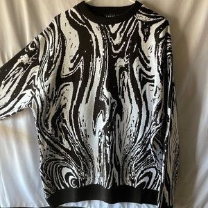 BooHoo Man - Black & White Marble Oversized Sweater, Size- Medium, NEW WITH TAG